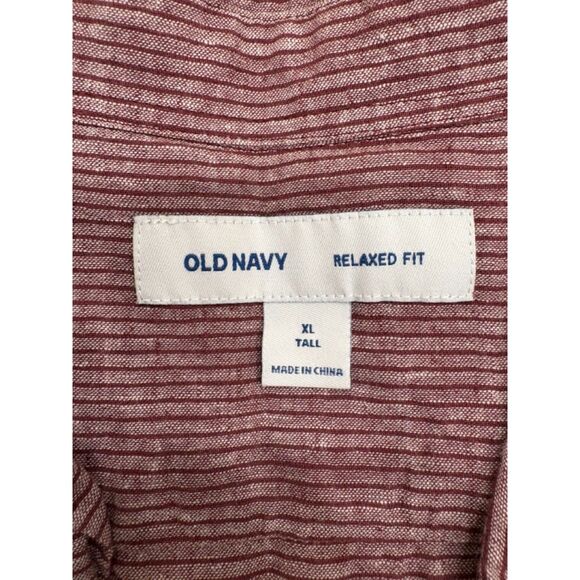Old Navy Mens Burgundy Button Up  XL-Tall - Relaxed Fit - Picture 3 of 5